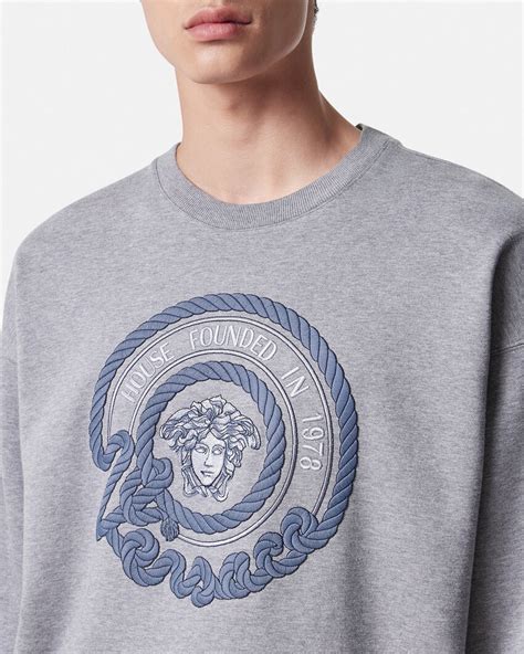 versace embroidered medusa sweatshirt|Versace Medusa shirt men's uk.